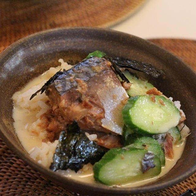 朝ごはんに♪鯖缶と豆乳のスピード冷や汁☆