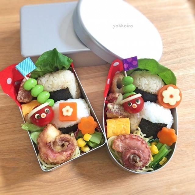 タコ弁当♩げそ揚げ&パスタ