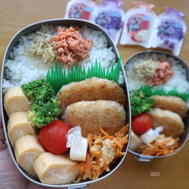 鮭とじゃこののっけ弁当☆いつかの姉弟部活弁当