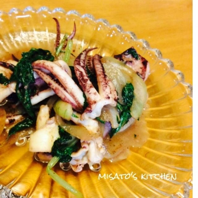 いかと水菜のバター醤油炒め