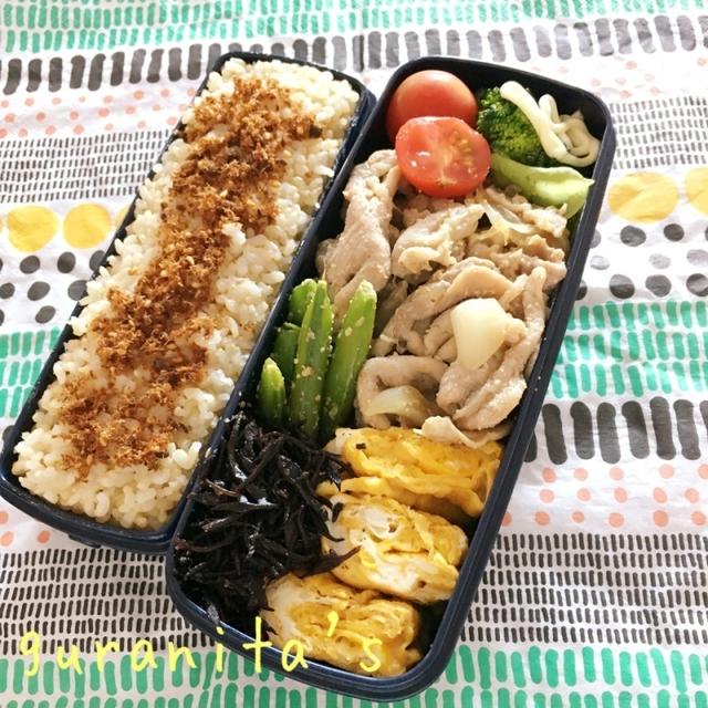 蜂蜜柚子塩麹ポークのお弁当/ノンオイル調理