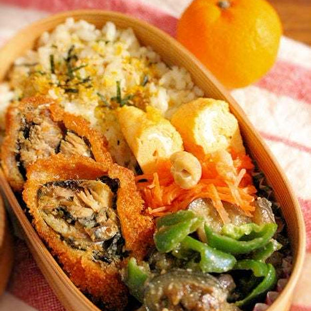 イオン総菜がメイン、なす味噌入った夫のわっぱお弁当