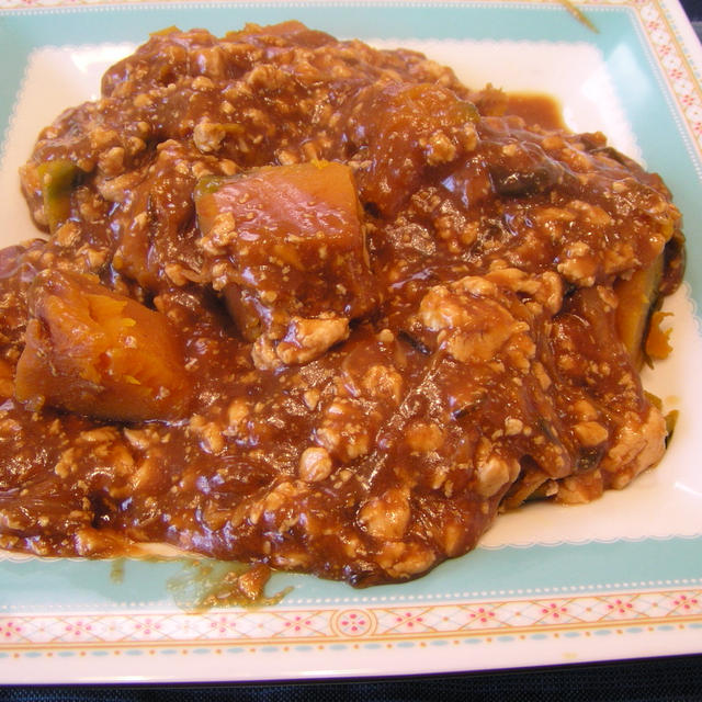 かぼちゃの味噌煮豆腐そぼろ餡