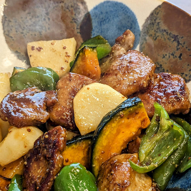豚ヒレ肉焼き野菜のマスタードソテー