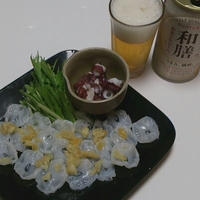 ＜生タコのお刺身＞サントリー「和膳」と一緒に