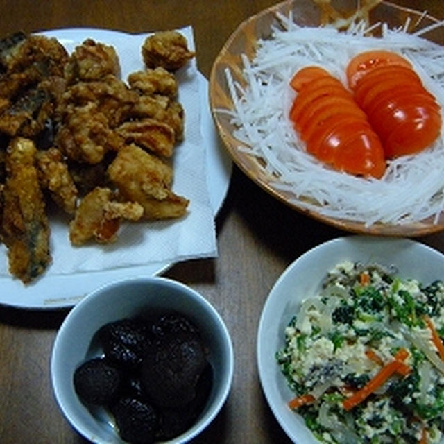 鶏唐揚げ、真鯖竜田揚げ☆