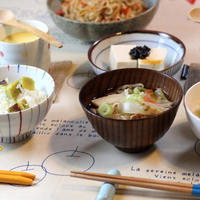 切り干し大根の炒め煮、さつま芋ごはん