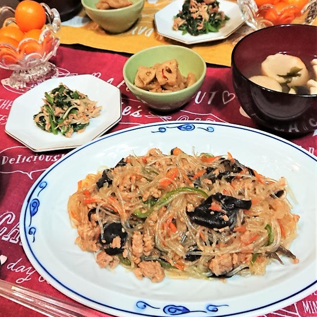 【おうちごはん】フライパン１つで！【春雨と豚ひき肉の中華炒めde夕食】。と、テストモード。