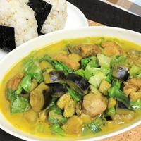 茄子鶏肉レタスの和風カレースープ