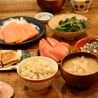 とうもろこしごはんの晩ごはん