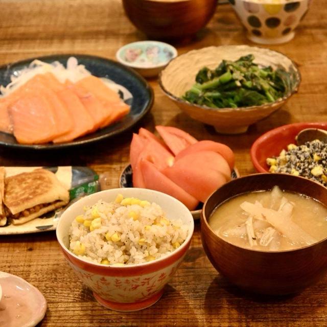 とうもろこしごはんの晩ごはん
