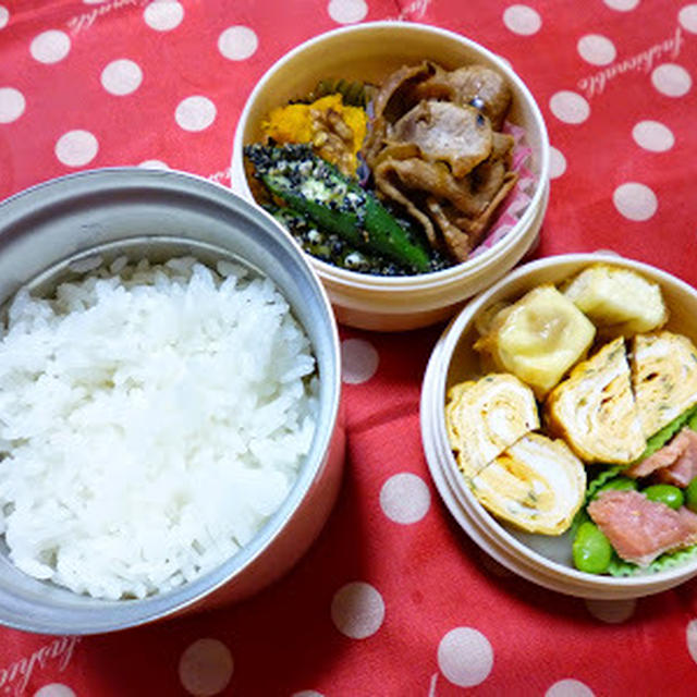 【お弁当】女子高校生最初のお弁当〜豚の梅焼きなど。