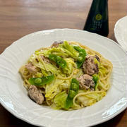 サバ缶と春キャベツのパスタ♪