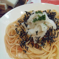 レシピ・スルメイカと明太子のスパゲティ。