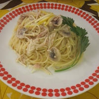 ツナときのこのレモンクリームパスタ