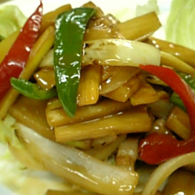 マコモダケと豚バラの中華風炒め物