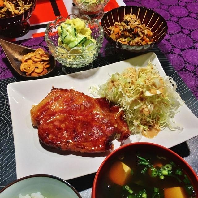 味噌漬けトンテキの献立