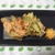 からすみ塩で食べるアスパラと桜エビのかき揚げ