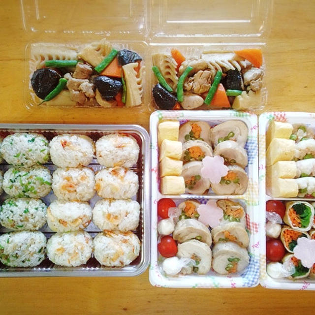 青椒肉絲とお花見弁当