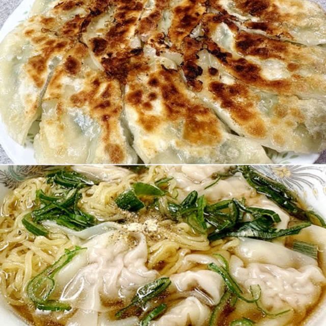 ニラたっぷりのジャンボ餃子＆ワンタンメン＆百合の花♪