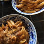 先週のシチューのソースでミートソースパスタ