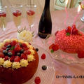 お誕生日♪・・・にババと　ピンクのいちごケーキを～♪