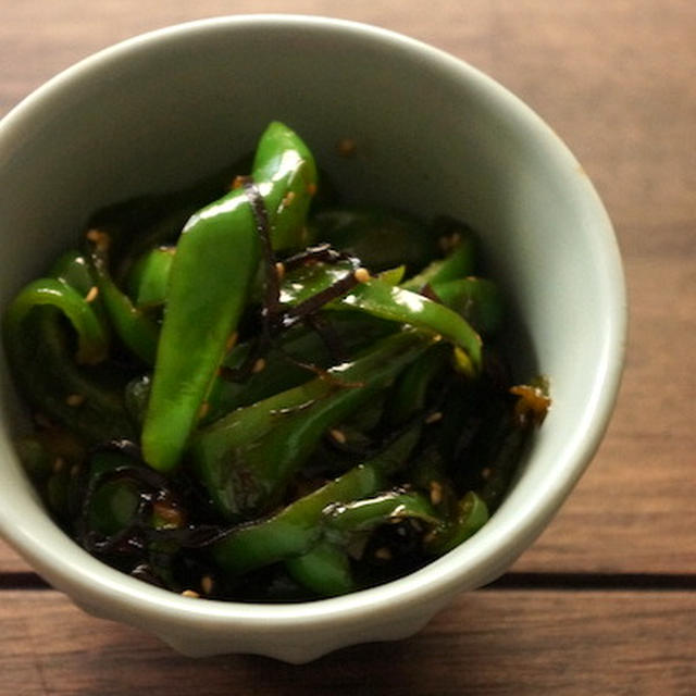 ピーマンの塩昆布炒め