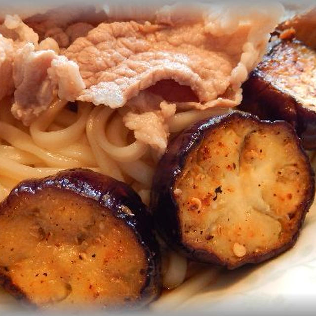 茄子＆豚しゃぶうどん～ニンニクをきかした茄子が…