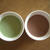 ココア味と抹茶味のプリン