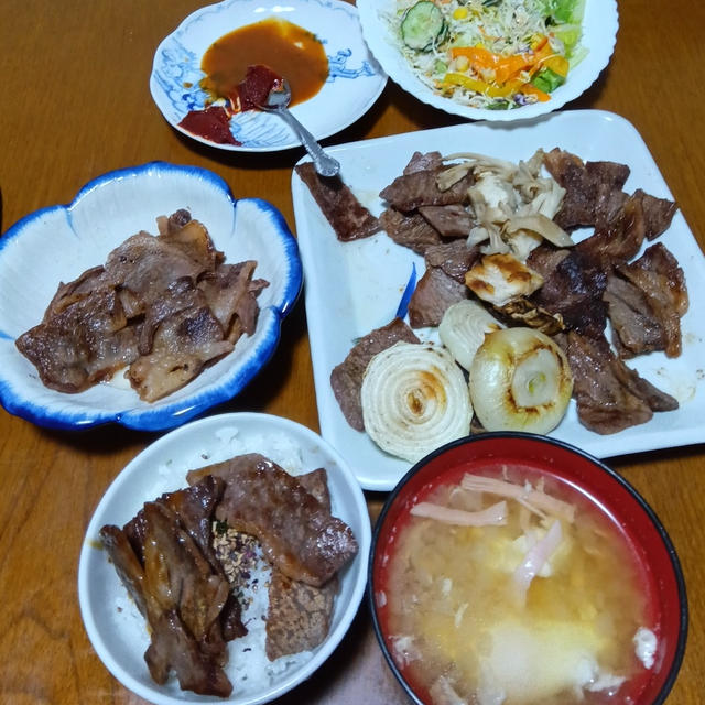 残り焼肉で晩ご飯