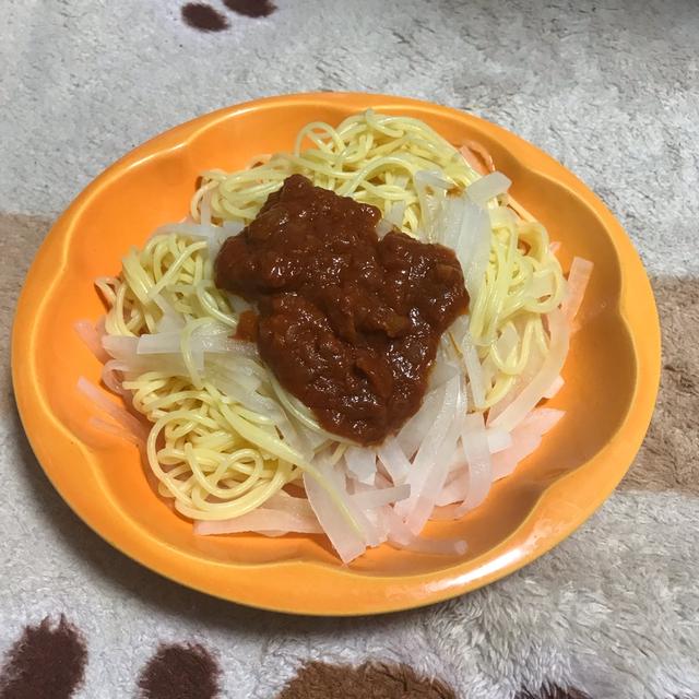 【春休みごはん】カサ増しでヘルシー☆ミートソーススパゲティ