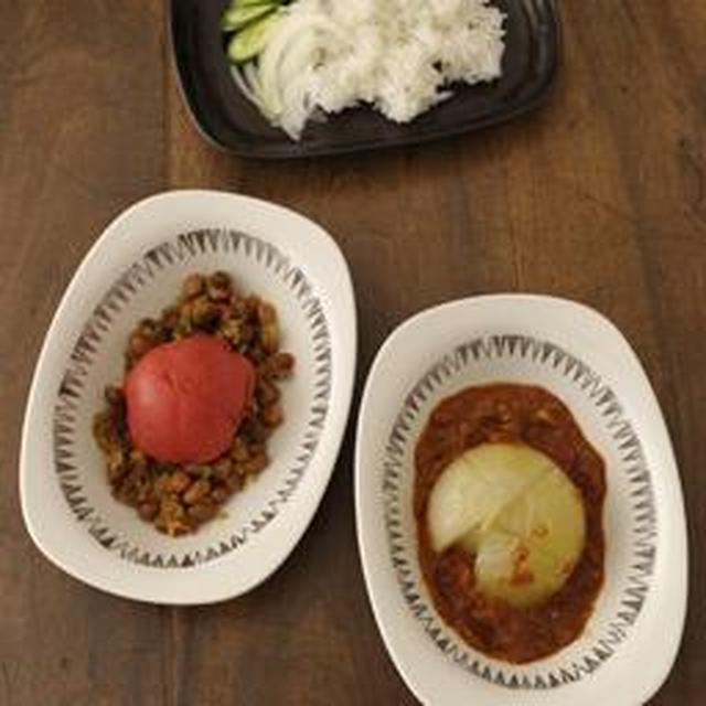とってもジューシー。どかんと丸ごと！トマトとうずら豆のカレー