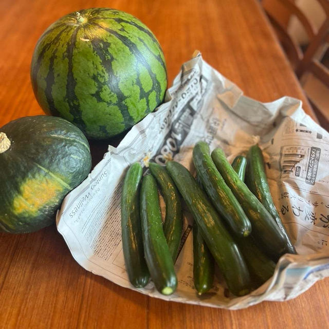 母が作った立派なと野菜