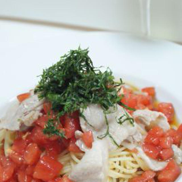 トマトと豚の冷しゃぶパスタ