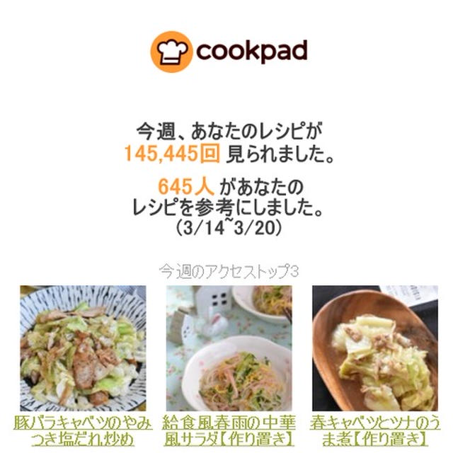 クックパッドさん週間レポート