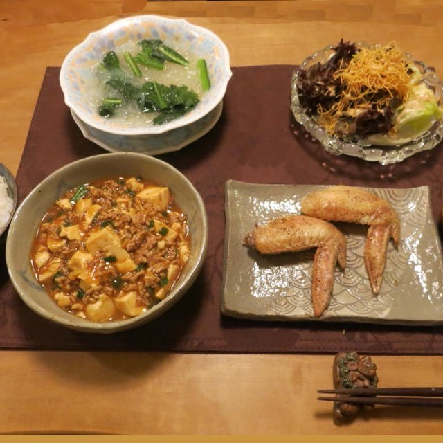 美味しくできた「麻婆豆腐」の晩ご飯　と　八重桜♪