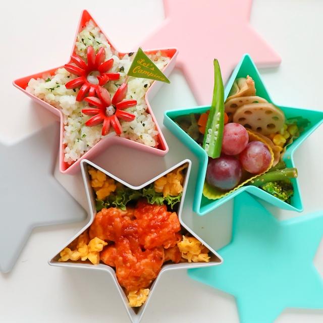 お星様のお弁当箱でエビチリ弁当
