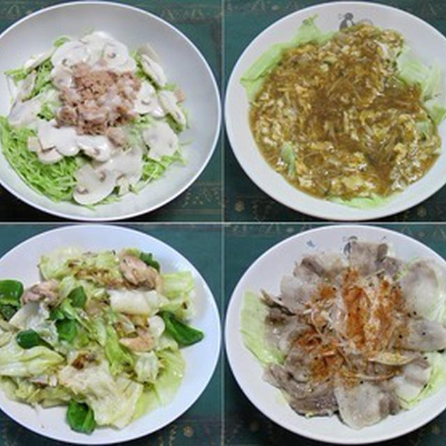 調理法を変えながら朝のキャベツ：野菜食日記[495]-[498]