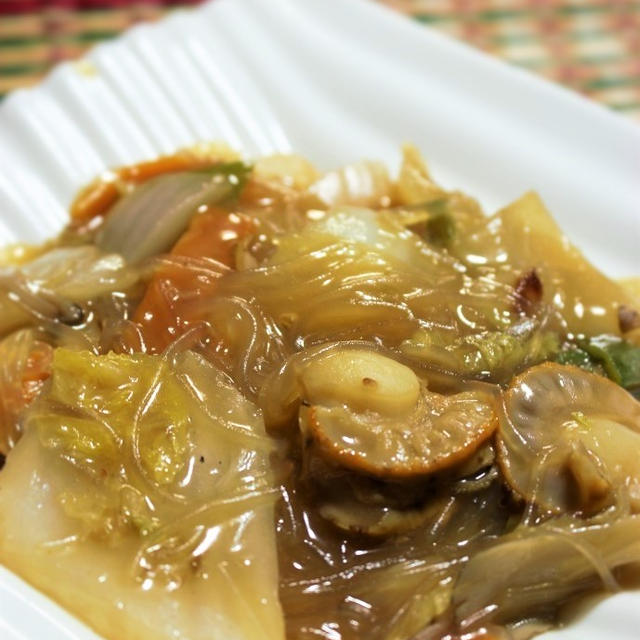 秋を楽しむばるばるおつまみ＜帆立と春雨と野菜のうま煮＞