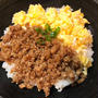 二色丼♪サバ竜田揚げ＆味噌汁