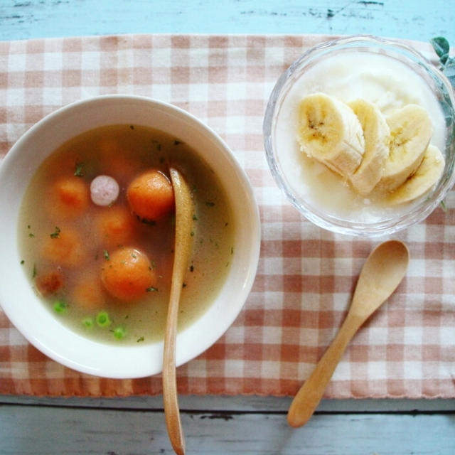 野菜白玉スープで朝ごはん＊残り物で簡単お弁当