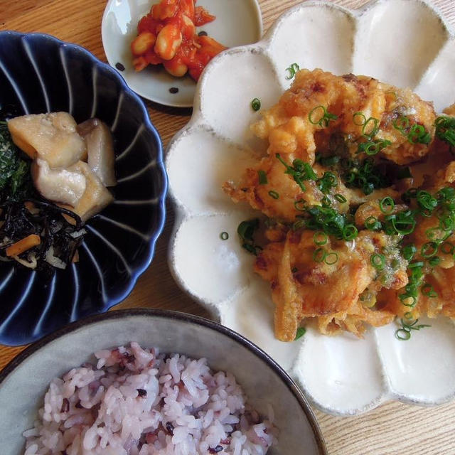 鶏むね肉とゴボウの唐揚げ　油淋鶏だれ