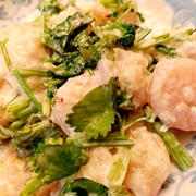 香草(パクチー)入りのエビマヨ～♫冷やし中華はじめました☆