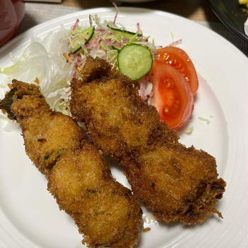 豚ヒレ肉と新玉ねぎの串カツ☆新緑が美しい季節^_^