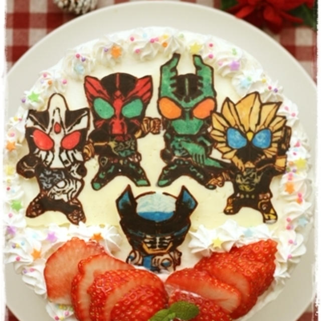 キャラチョコ 仮面ライダーオーズより４コンボとバースのケーキ By 桜子さん レシピブログ 料理ブログのレシピ満載