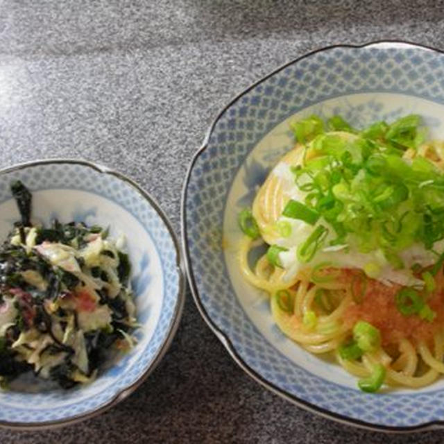 山芋と明太バターのスパゲティ。