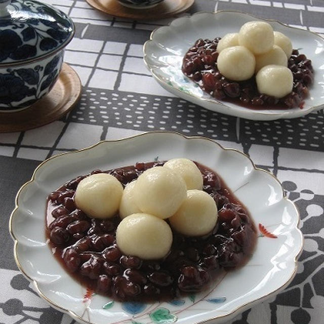 豆腐白玉のゆであずき添え と 精霊馬 ＆ ありがとう♪