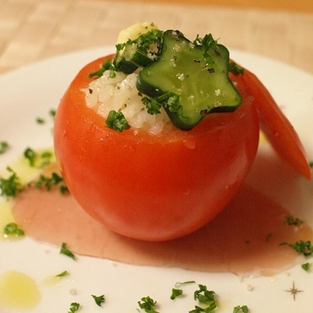 カワイイ！！ハーブごはんでトマトのファルシ☆