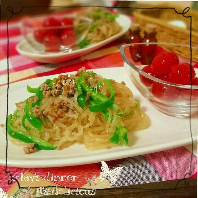 【うちごはん】簡単に旨辛味噌味♪ﾋﾟｰﾏﾝと豚ひき肉の春雨炒め