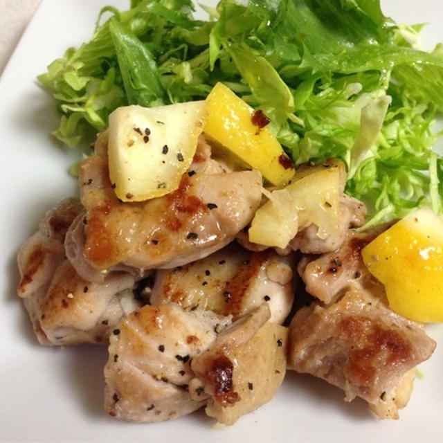小さいおかず＊鶏もも肉の塩レモン炒め　と 冷たいおやつ♪
